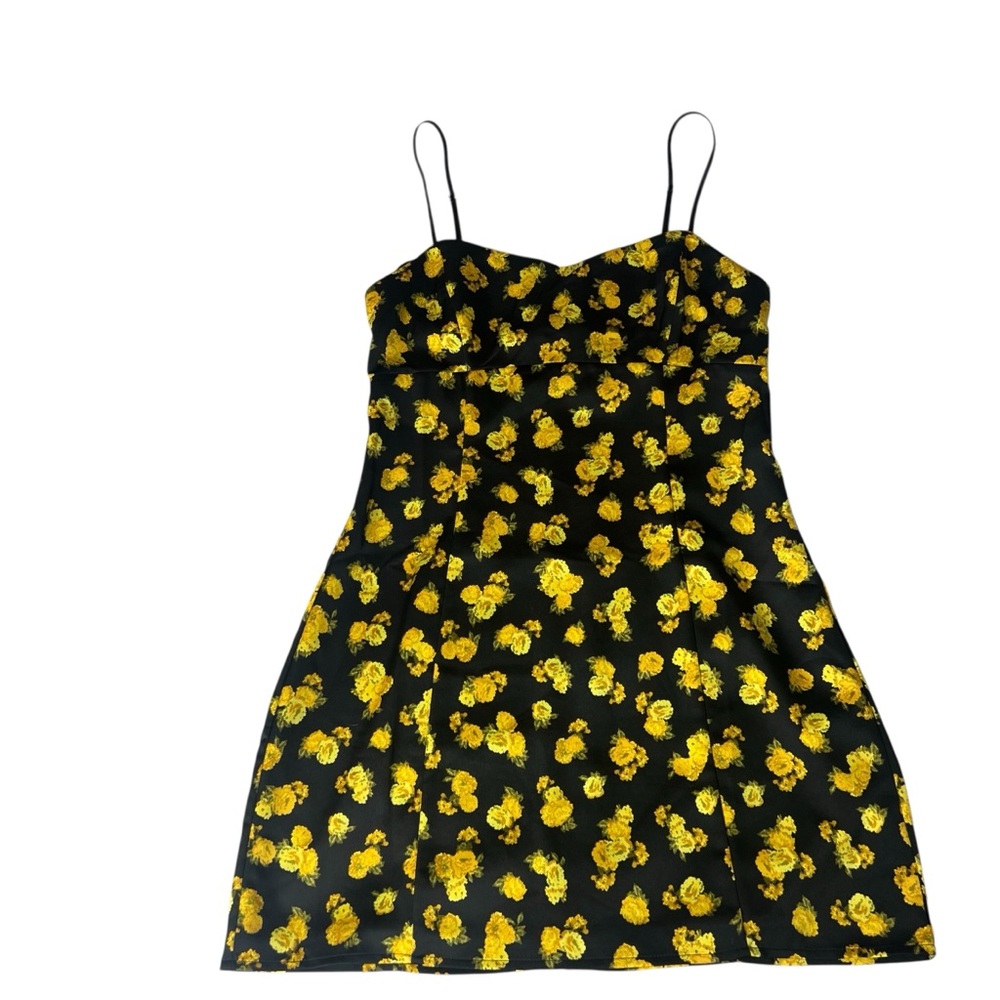 For Love & Lemons Marigold Lyla Dress Black and Yellow Floral Print - Picture 3 of 12